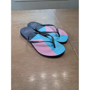 Havaianas Flip Flops Pink &‎ Blue Geometric Slides Women's US 11/12 EUR 43/44